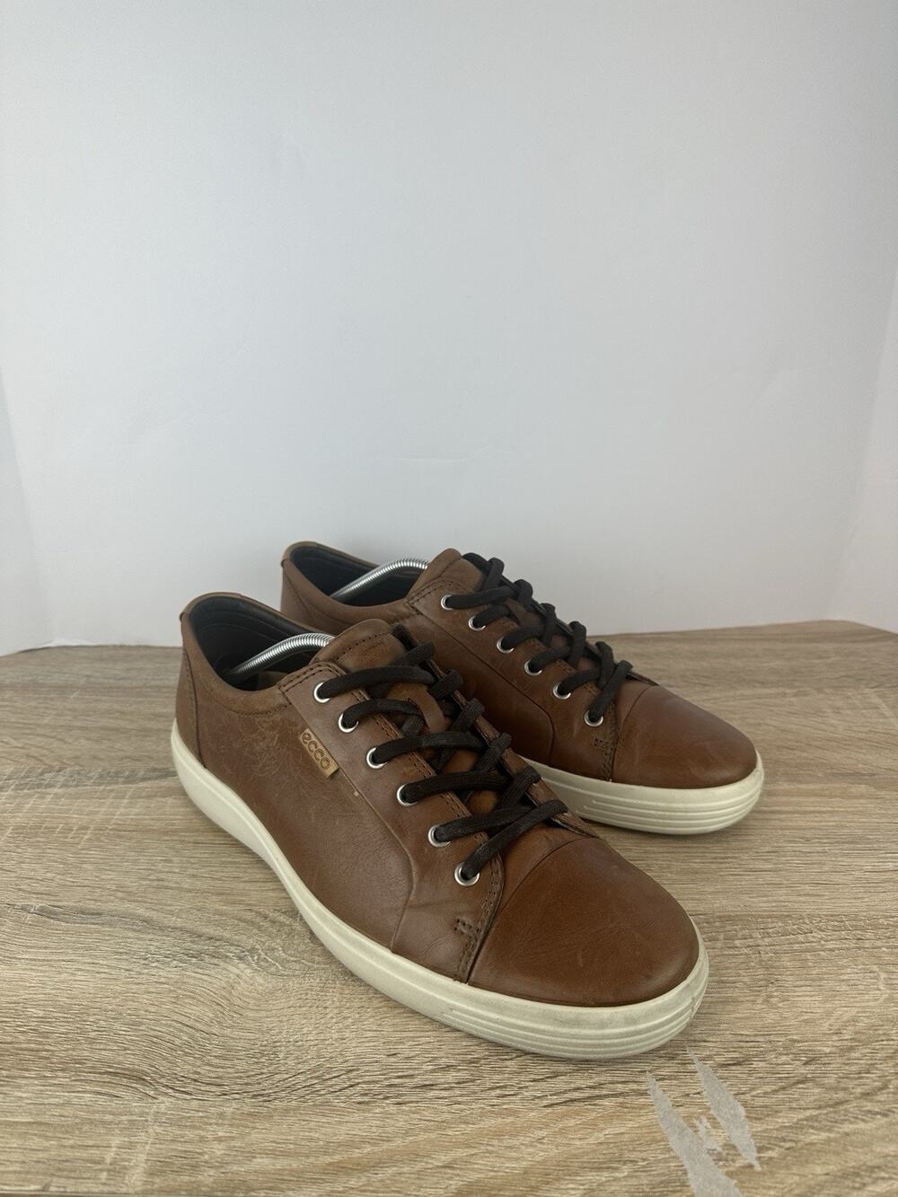 ECCO Men’s Brown Leather Sneakers EU 46 US 12-12.5 Comfort Casual Lace Up